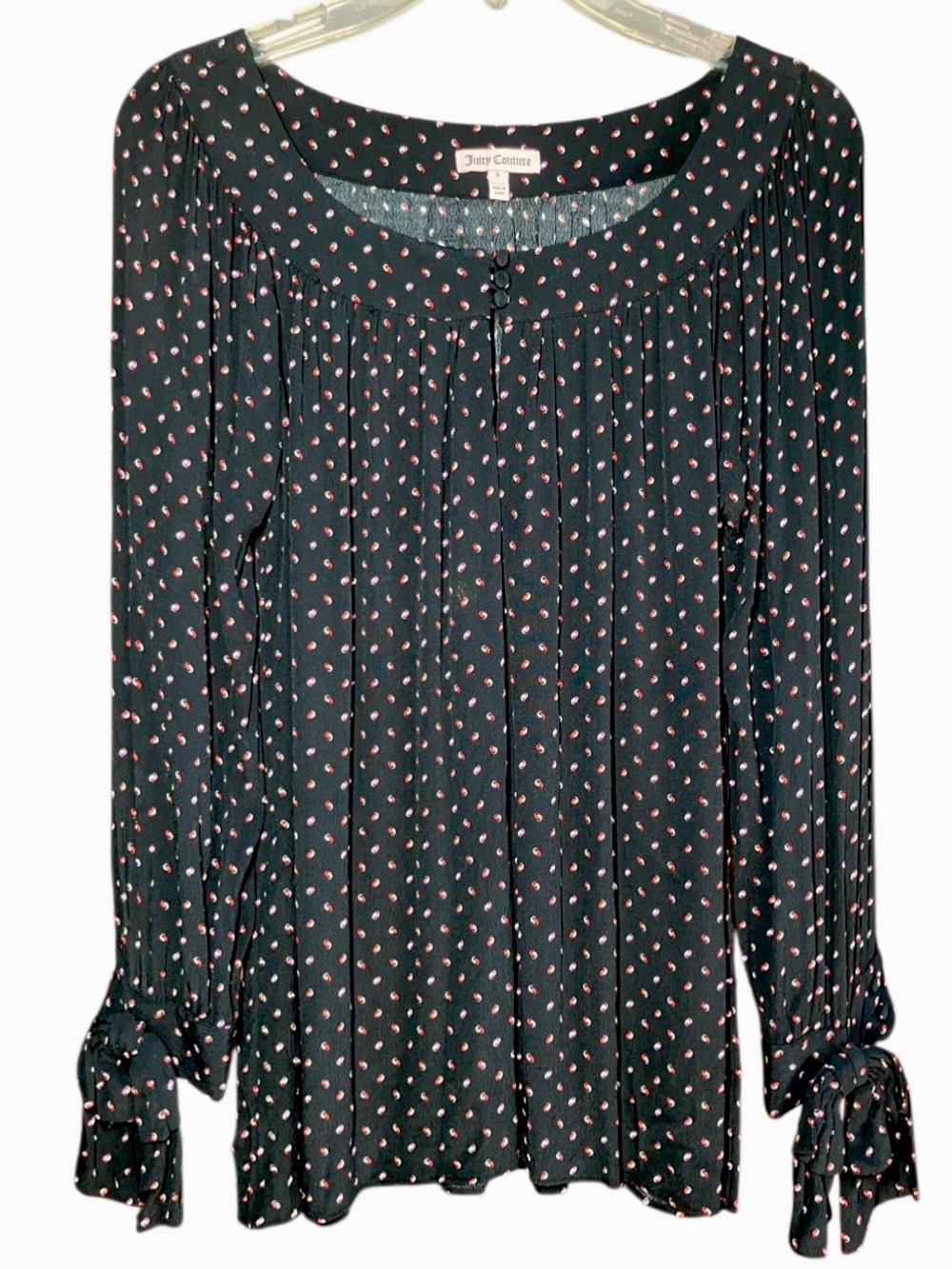 Juicy Couture Mini Print Blouse in Black/Red/Purple Women’s S